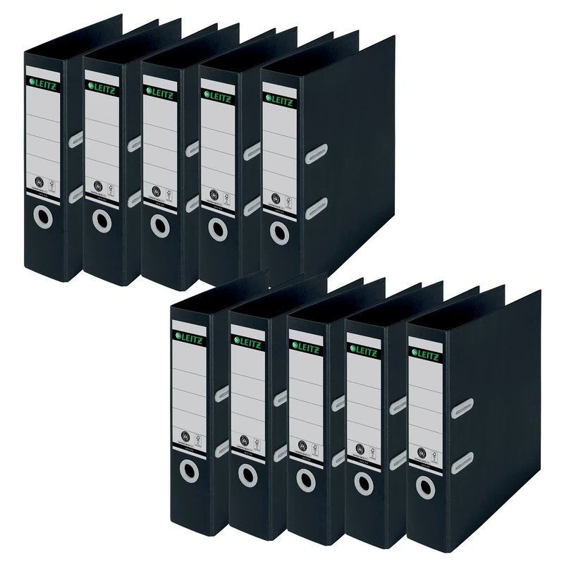 Lever Arch File, A4, 80mm, Black, Pack of 10