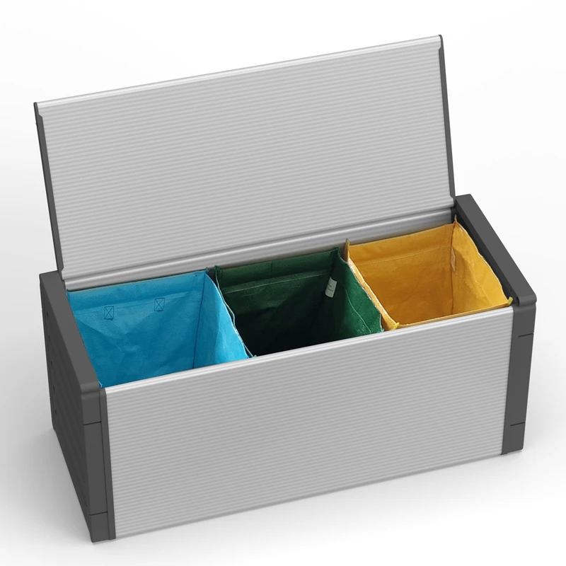 Adventa: Storage Box for Separated Collection in PVC and PP Resin, Easy to Assemble, Durable, Suitable for Indoor and Outdoor Environments, 85L x 34W x 38H cm, Grey