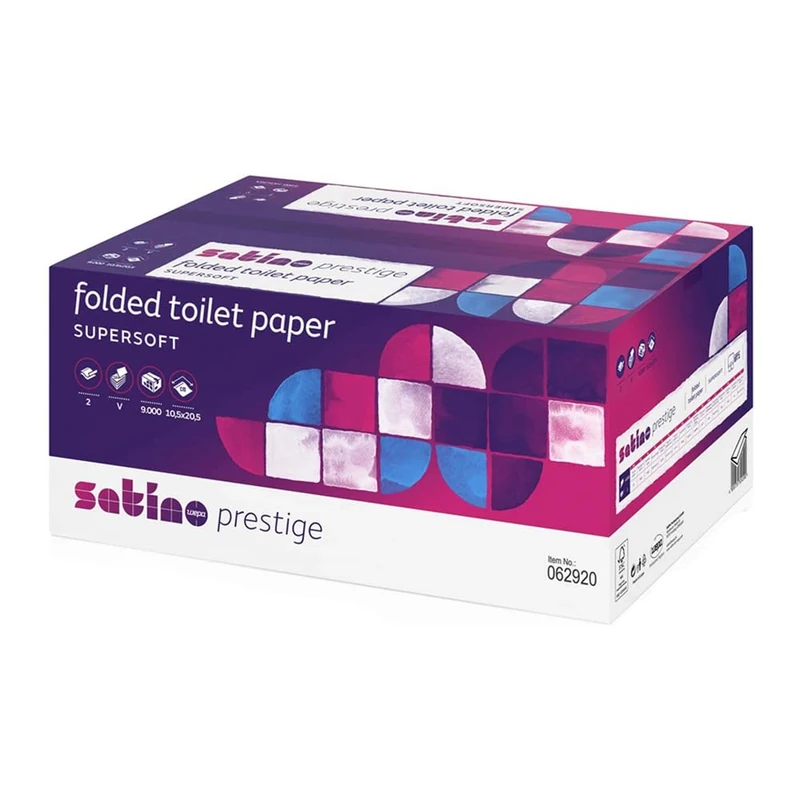 Satino Comfort 317130 Toilet Paper Jumbo Rolls, Waffle Embossing, For JT2, 2ply, 9,2 x 25cm Sheetsize, Bright white
