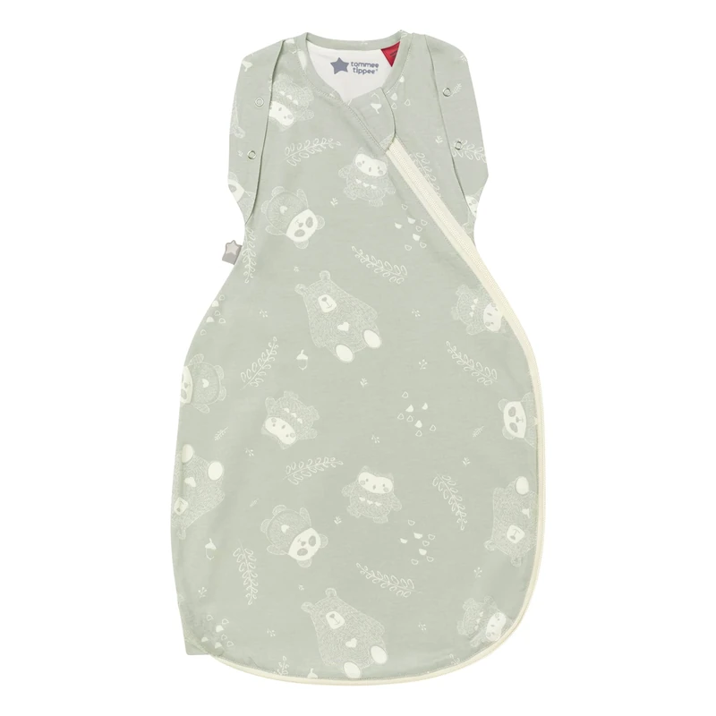 Tommee Tippee Swaddle Bag for Newborns, 0-3m, 1.0 Tog for 20-24°C, Woodland Gro Friends Sleeping Bag, Soft Cotton-Rich Fabric, Healthy Hip Development Design, Bottom to Top Zip