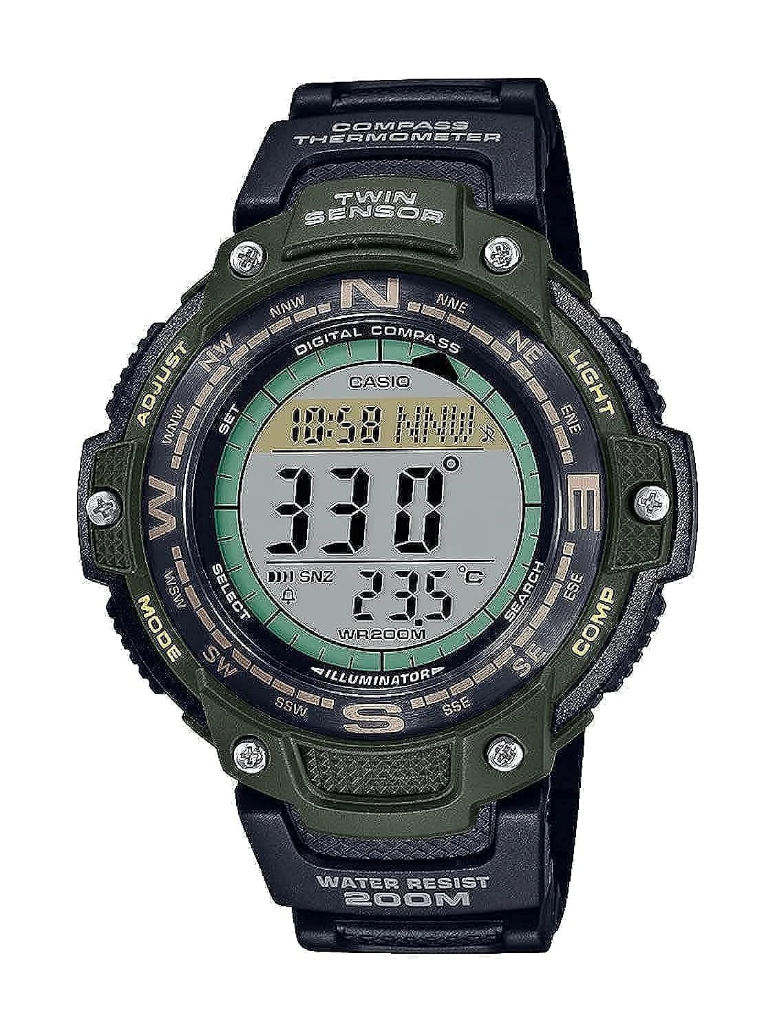 Casio Twin Sensor World Time 200M Water Resistant Digital Compass Watch, Black, Digital
