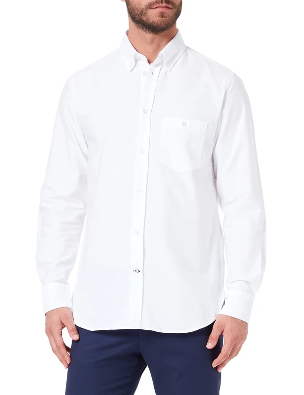 7 For All Mankind Men's Button Down Shirt Oxford, White, L