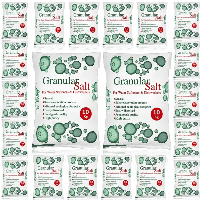 HSD 10KG Granular Water Softener Best For Laundry Kitchen Dish Washing | Compatible to All Water Softner Machines | Premium Quality | Food Grade 100% Genuine British Salt (20 Bags)