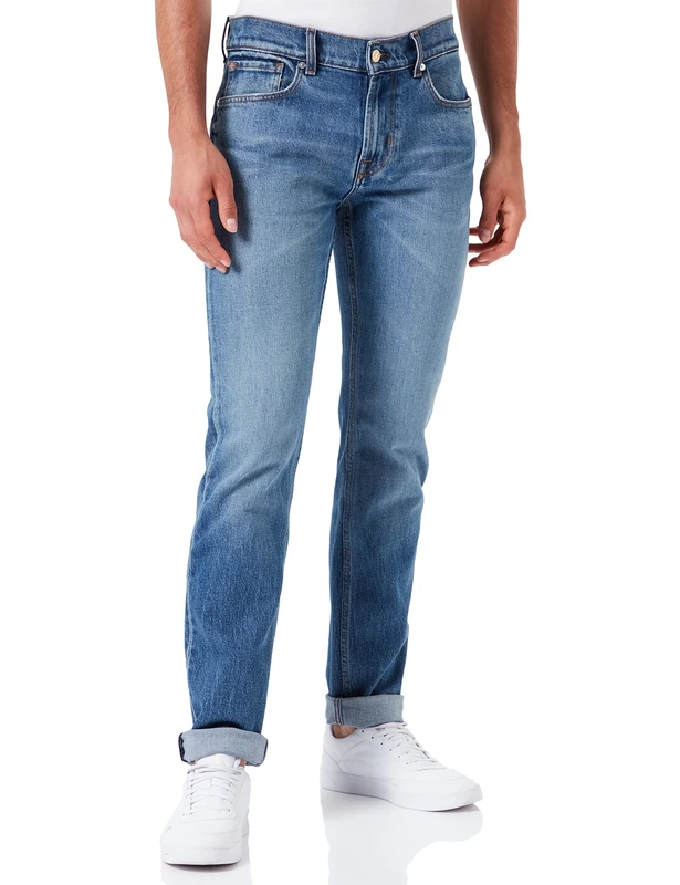 7 For All Mankind Men's Slimmy Jeans, Mid Blue, 28W x 28L