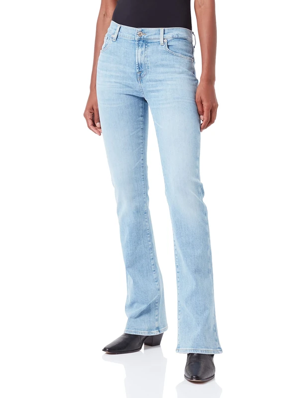 7 For All Mankind Women's Bootcut Slim Illusion Jeans, Light Blue, Regular