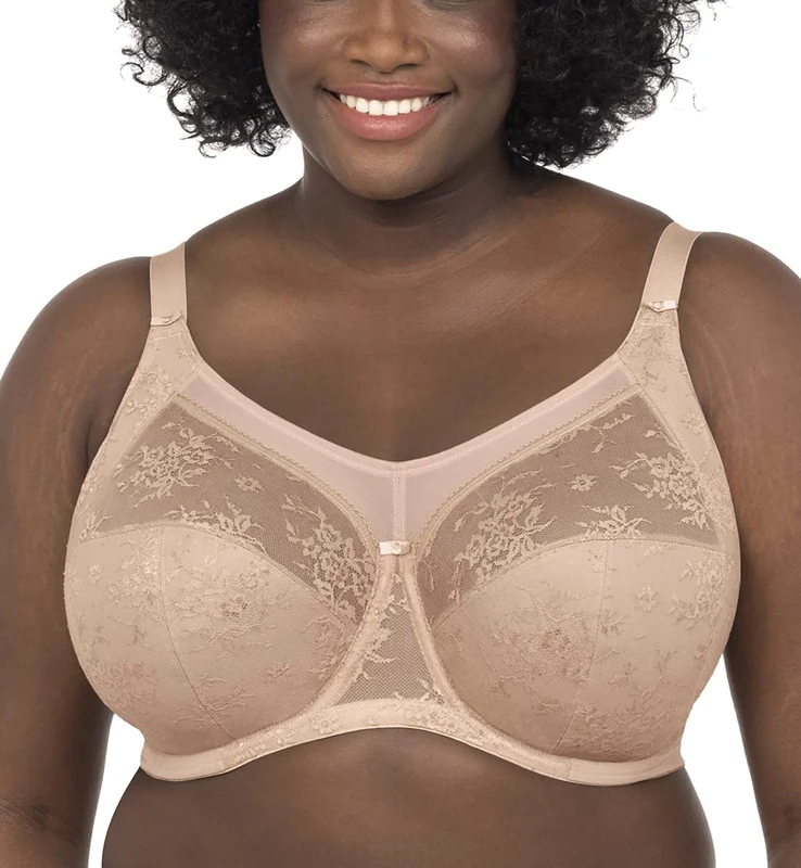 Goddess Women's Verity Underwired Full Cup Bra Coverage, Sheer, Beige, 36H