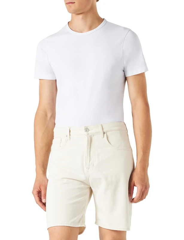 7 For All Mankind Men's Billie Denim Shorts, Ecru, Regular