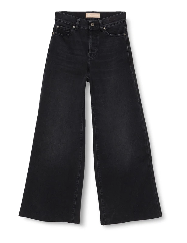 7 For All Mankind Women's Zoey Luxe Vintage with Raw Cut Jeans, Black, 26W x 26L
