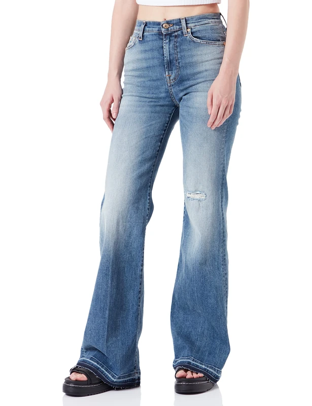 7 For All Mankind Women's Modern Dojo Jeans, Light Blue, Regular