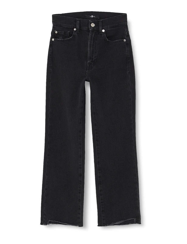 7 For All Mankind Women's Logan Stovepipe Collide with Angled Hem Jeans, Black, 26W x 26L