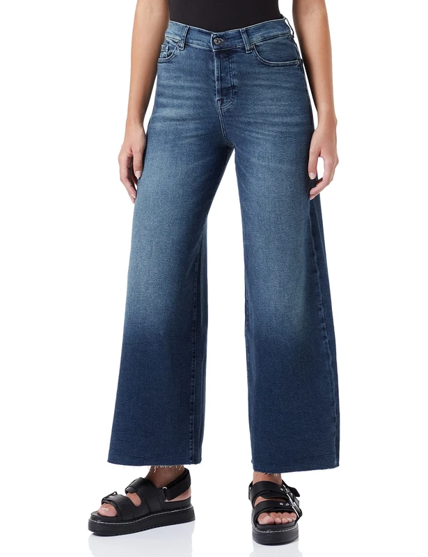 7 For All Mankind Women's Zoey Luxe Vintage with Raw Cut Jeans, Dark Blue, 26W x 26L