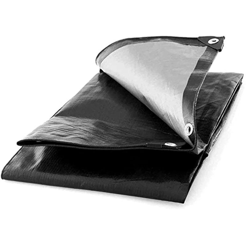 6 x 8 m Black 235 GSM Tarpaulin Waterproof Heavy Duty Tarp Sheet Cover, Groundsheet - Waterproof, Weatherproof, Frost-Resistant, UV Protection, Universal, Multipurpose, Reinforced Eyelets