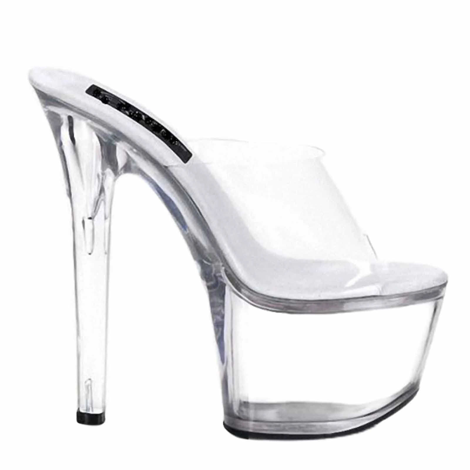 MUYEY 17CM/6.69 IN Slippers Transparent Bottom High Heel Platform Stripper Sexy Lap Pole Dancing, for Nightclub Pole Dance Show Plus Size Unisex,Clear,39