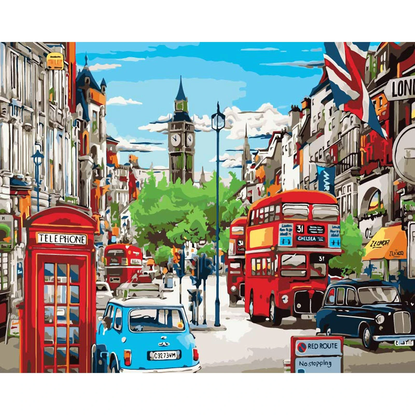 sukoly Paint by Numbers, Painting Acrylic Paint by Numbers for Adults Beginner Painting Kit, Paint by Numbers for Adults Cityscape for Home Wall Decoration Without Frame 16x20 Inch (London Cityscape)