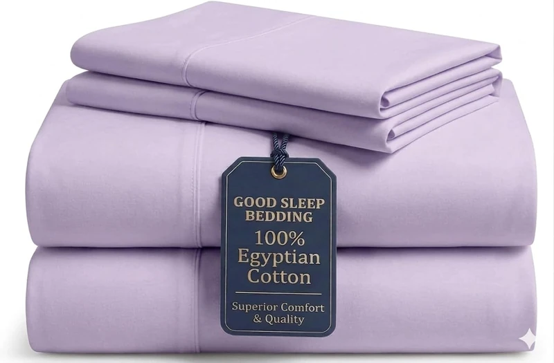 Good Sleep Bedding 100% Egyptian Cotton Bed Sheets King Size, 4 Piece Silky Sateen Weave King Bed Sheets, Ultra-Soft & Durable Hotel Luxury, 16" King Sheets Deep Pocket - Lavender