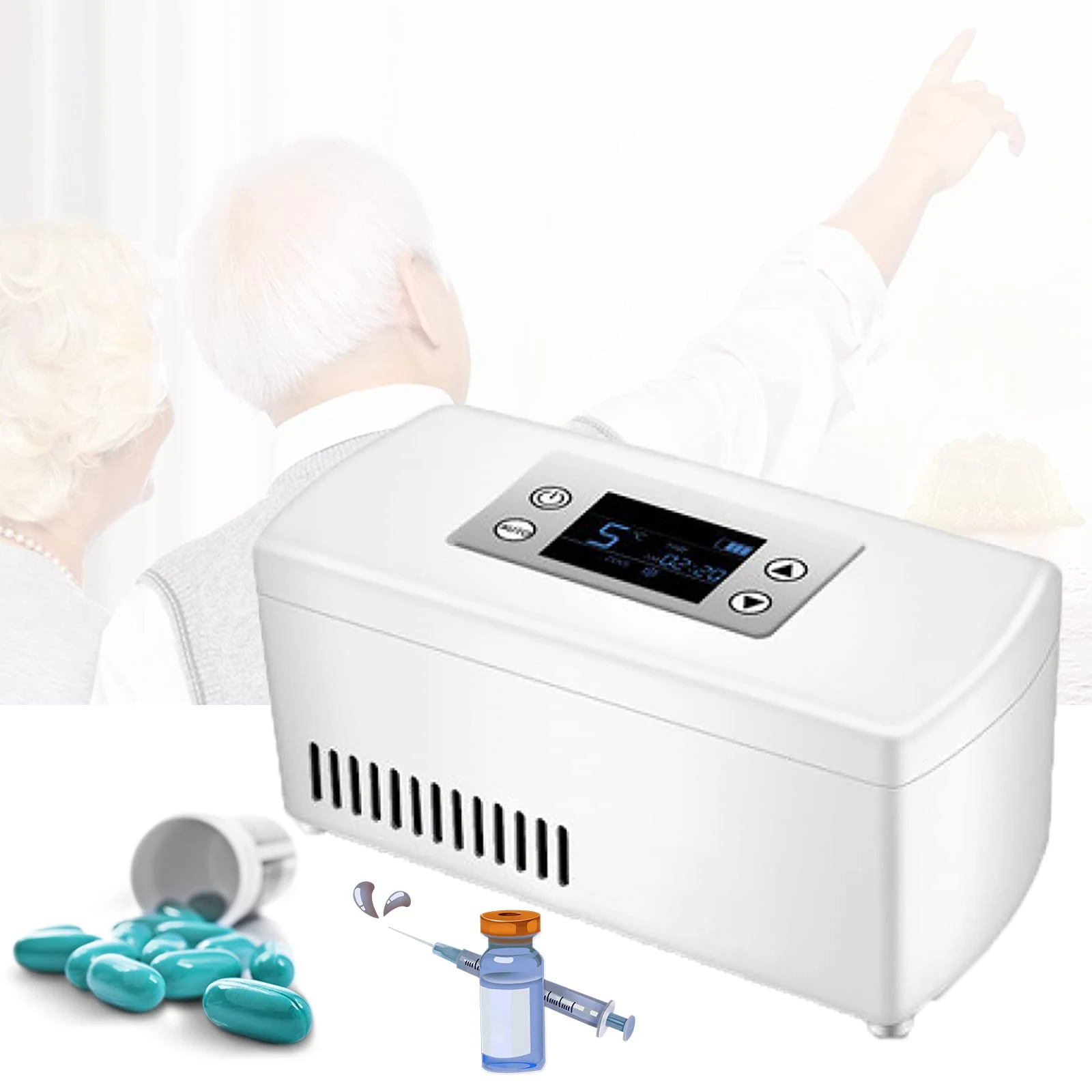 CHGGE Insulin Refrigerator, 2-8℃ Intelligent Temperature Control + HD LCD Medical Refrigerator, Large Capacity (3-5 Injection Pens),Long Battery Life: 10H,For Car, Travel/No Noise