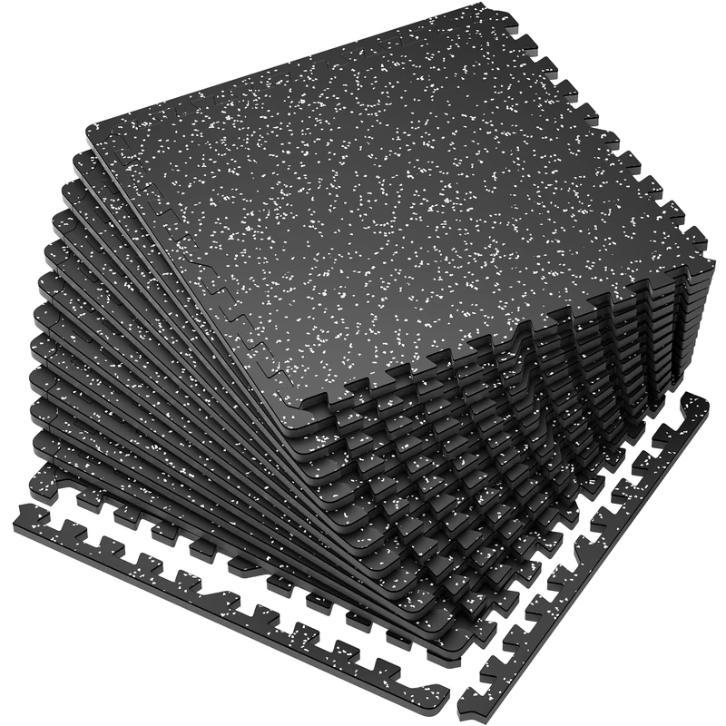 SUPERJARE Home Gym Flooring EVA Foam Rubber Flooring 12 Pack Interlocking Floor Mats for Home Gym Garage 1.4cm Thick