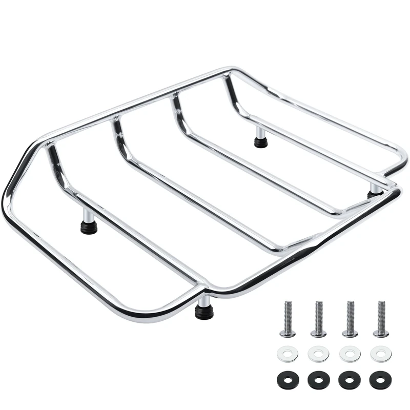 MoKitDora Touring Tour-Pak Luggage Rack Trunk Rail Top Compatible for Harley 1984-up Street Glide Electra Glide Road Glide King Ultra Limited, Chrome