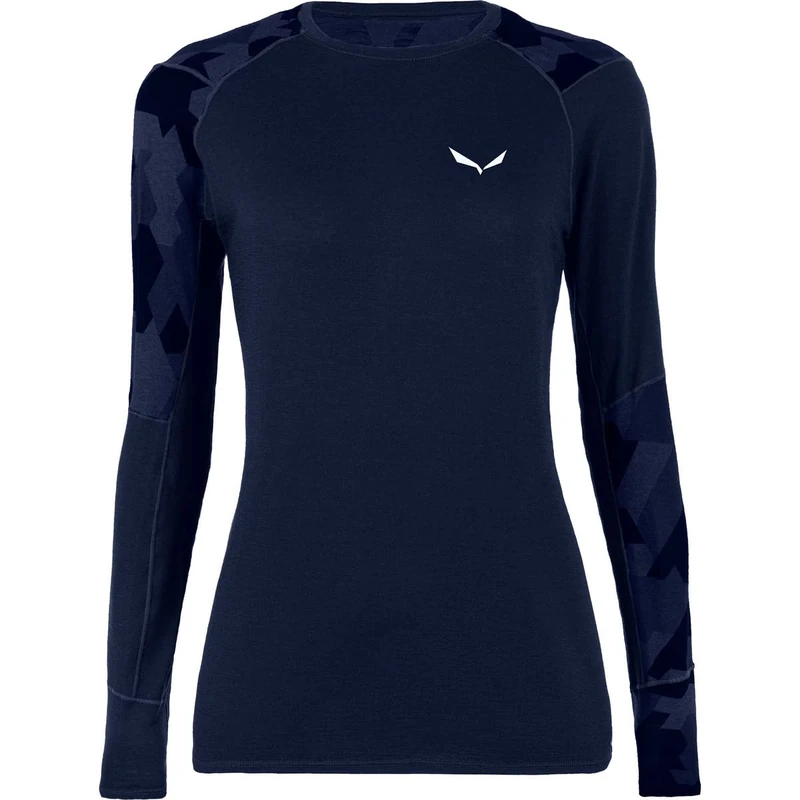 SALEWA Cristallo Warm Amr W L/S tee. Women's Long-Sleeved T-Shirt Navy Blazer