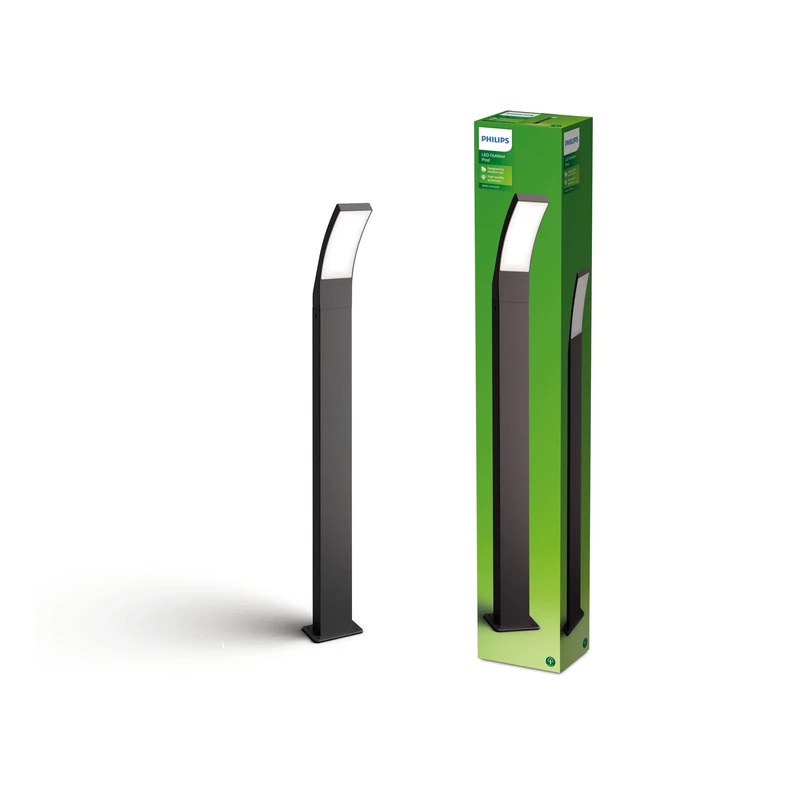 Philips LED Splay Outdoor Pillar Lamp [Cool White - Anthracite Grey] Water Resistant IP44, For Garden, Patio and Terrace Lighting.