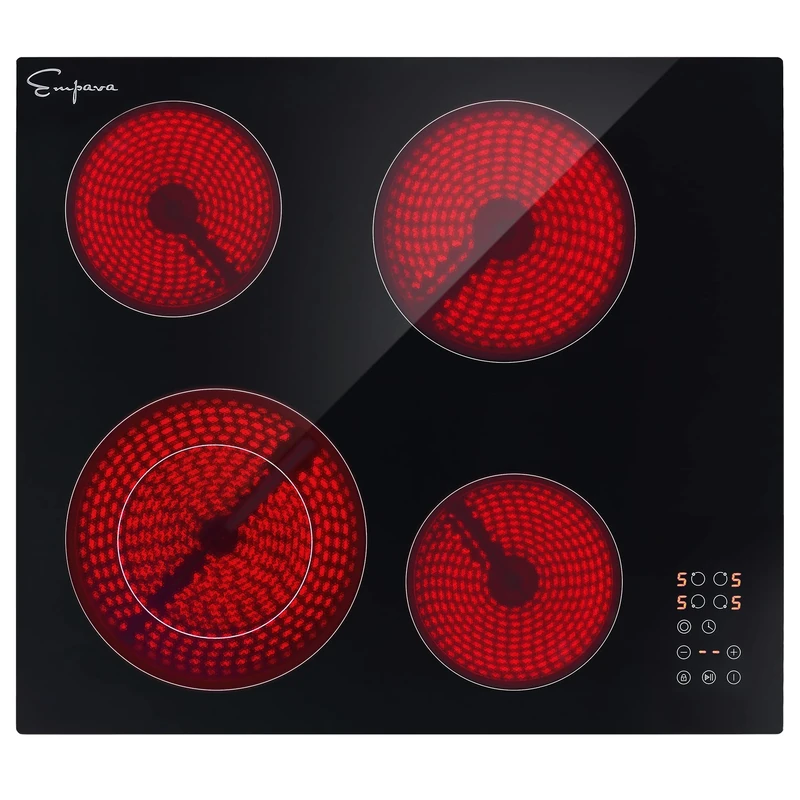 Empava Electric Hob, 60cm Ceramic Hob, Cooktops 5700W, Electric Hobs 9 Power Levels, Halogen Hob with 3 Burners