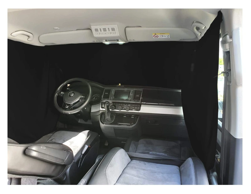 BREMER SITZBEZÜGE Front Window Sun Protection Camping Driver's Cab Curtains Compatible with VW T4 in Black