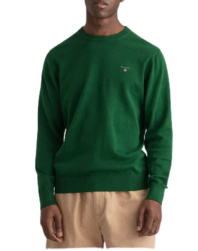 GANT Men's Classic Cotton C-Neck Jumper, Pacific Blue, 4XL - Image 1