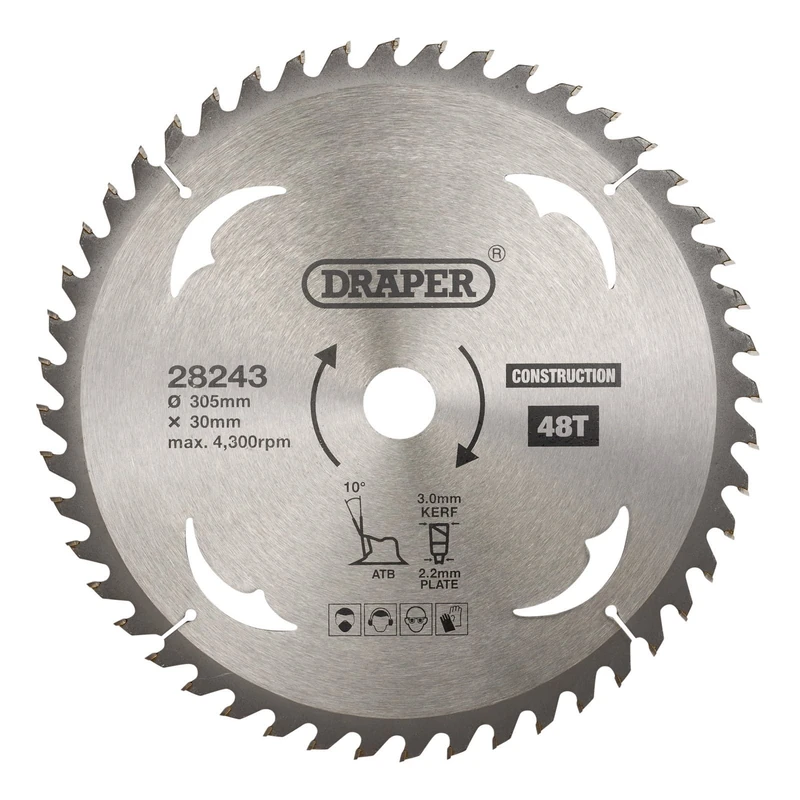 Draper TCT Construction Circular Saw Blade, 305 x 30mm, 48T 28243