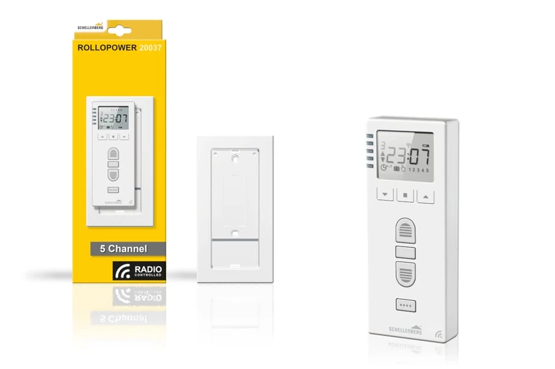 Schellenberg Schellenberg 20037 Premium Timer for Electric Roller Shutter Motor, Garage, Sockets or Light Switch, 5 Channels, White