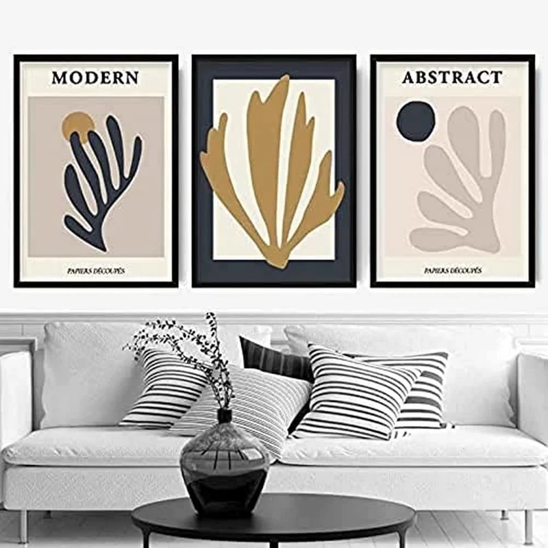 Artze Wall Art Modern Matisse Style Floral Wall Art Prints, 50 cm Width x 70 cm Height, Cream/Beige