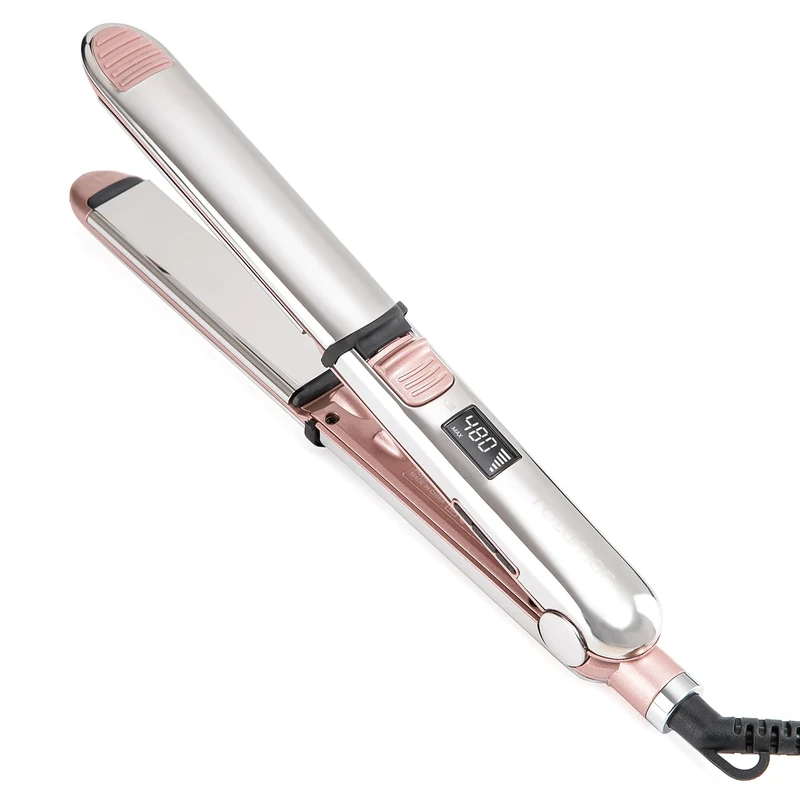 Rozamor 2-in-1 Titanium Hair Straightener & Curler - Pink 1" Plates