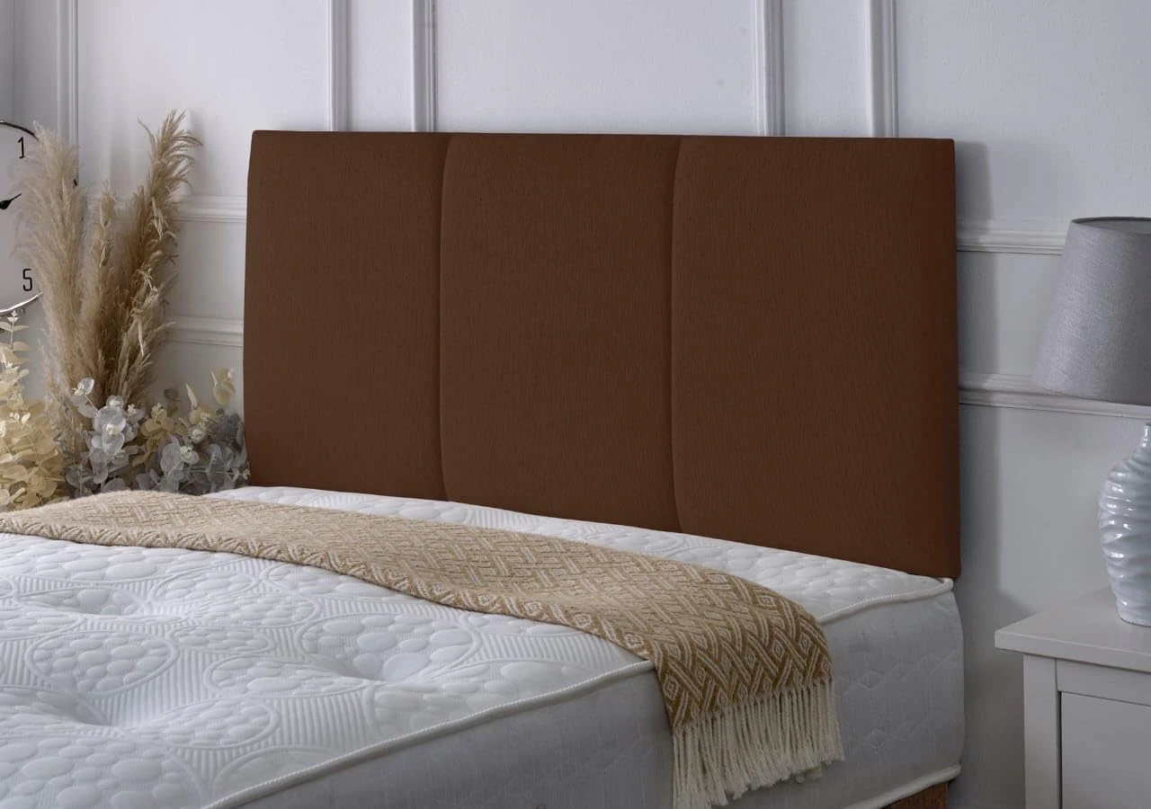 Alton Padded Paneled Divan Bed Headboard | Chenille Fabric Headboards for 3ft single bed Frame | Elegant design with wooden material headboards for beds (Brown,3ft Single Height-20inch)