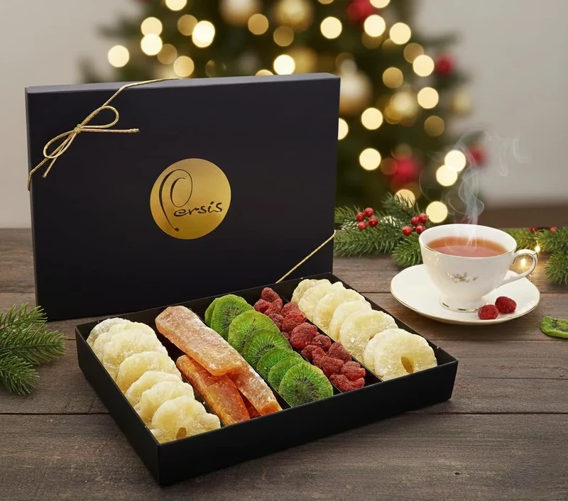 Persis Crystallised Fruits Selection Gift Box - Luxury Crystallised Fruit Gift | Vegan Sweet Treats | Perfect for Gifting, Snacking & Celebrations Like Ramadan, Diwali & Christmas