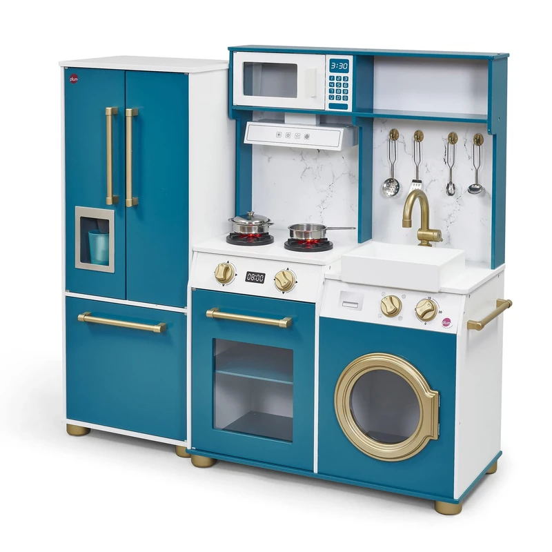 Plum Play Wooden Kids Kitchen – Bakehouse Roleplay Toy with Lights, Sounds, Accessories & Fridge – Pretend Indoor Play Set for Ages 3+