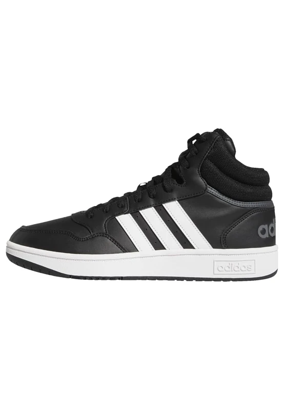 adidas Men's Hoops 3.0 Mid Lifestyle Basketball Classic Vintage Shoes, Core Black/Cloud White/Grey Six, 9 UK