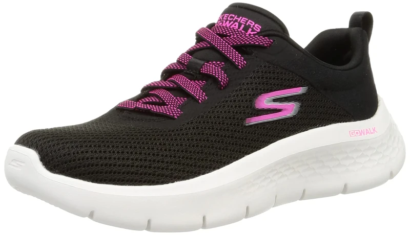 Skechers Women's GO Walk Flex-Alani Sneaker, Black/Hot Pink, 5