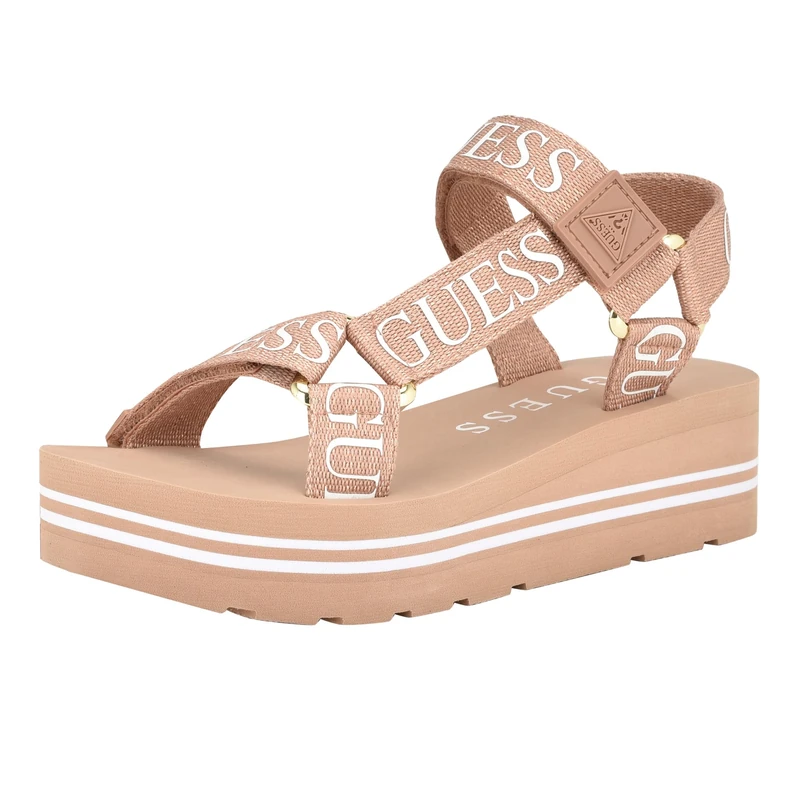 GUESS Women's Avin Wedge Sandal, Rose Gold, 4 UK