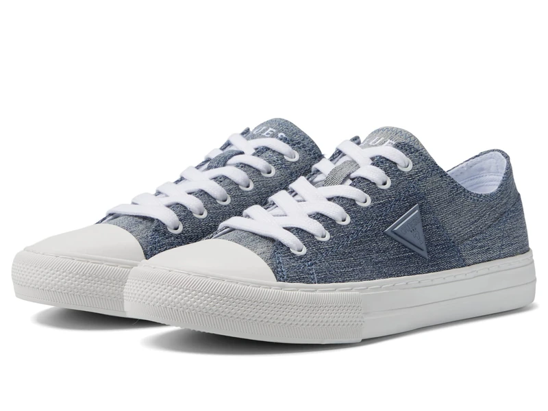 GUESS Women's Pranze Sneaker, Blue Denim, 4.5 UK
