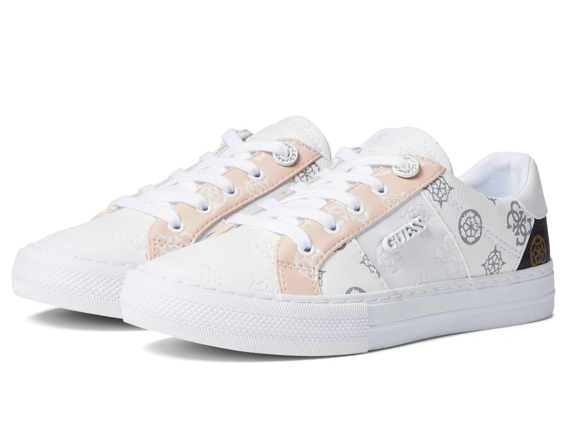 GUESS Women's Loven Sneaker, White/Pink 680, 4.5 UK (7 US)