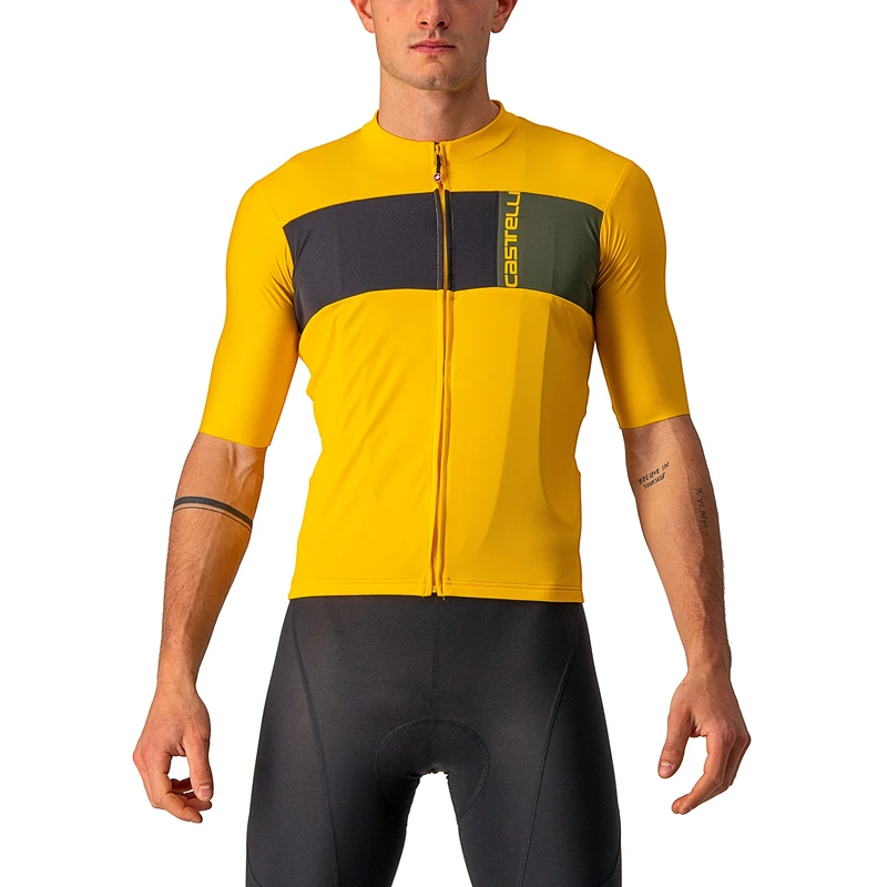 Castelli 4522023 PROLOGO 7 Jersey T-Shirt Men's Saffron/Light Black-Military G Size XL