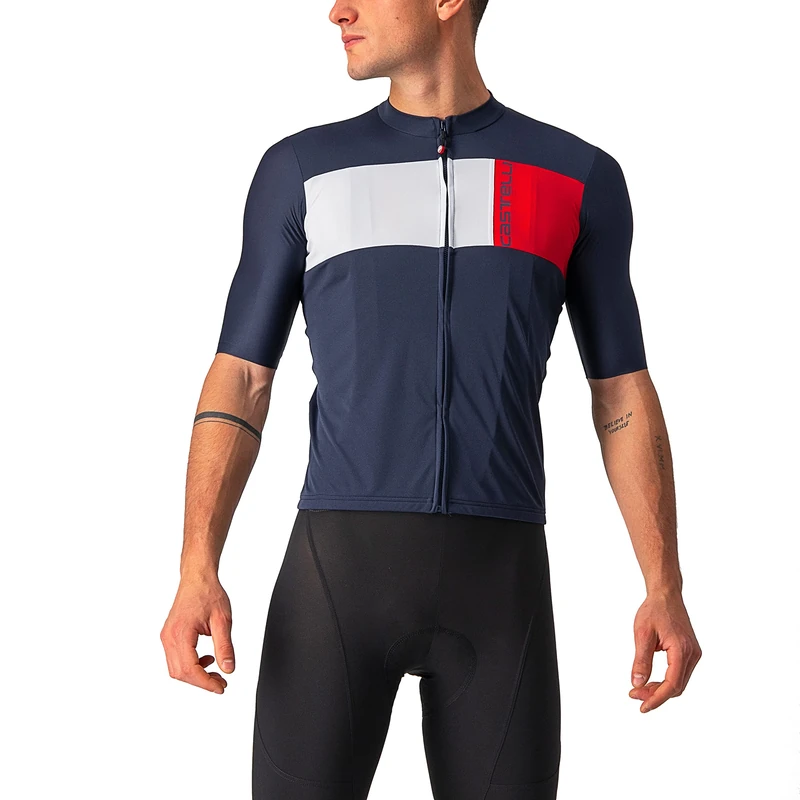 CASTELLI 4522023-414 PROLOGO 7 Jersey Sweatshirt Men's Savile Blue/Silver Gray-Red S