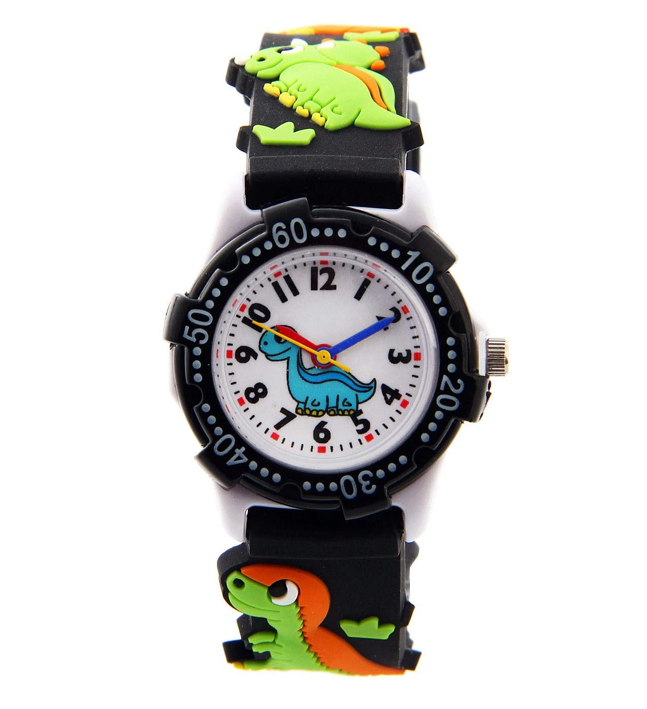 Fashionable-Shop Kids Cute Waterproof Sports Watch Boys Girls 3D Mini Cartoon Silicon Time Teacher Analog Children (Dinosaur Black)