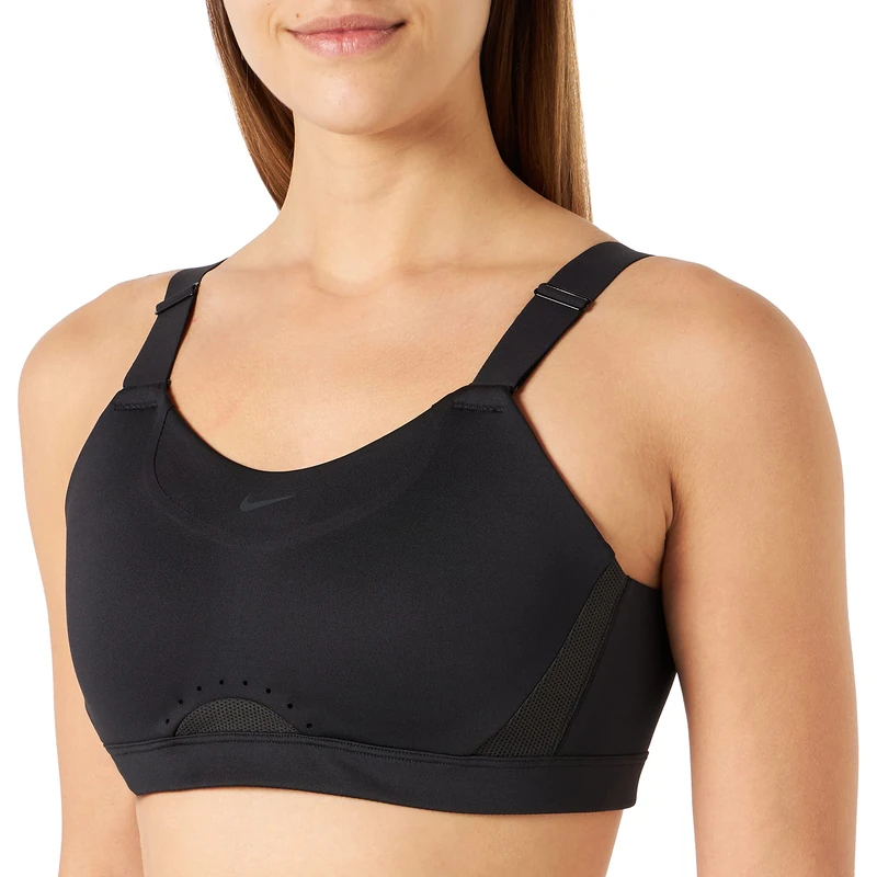 NIKE DD0430-010 W NK DF Alpha Bra Sports Bra Women's Black/Black/DK Smoke Gray/DK Smoke Size MC-E