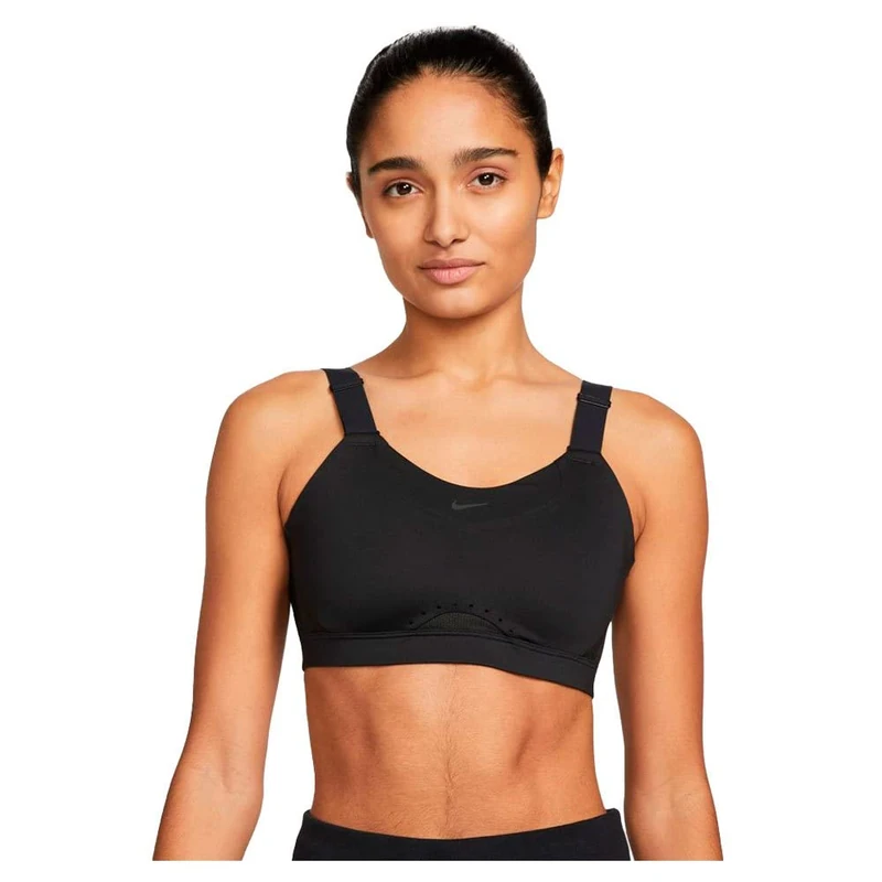 NIKE DD0430-010 W NK DF Alpha Bra Sports Bra Women's Black/Black/DK Smoke Gray/DK Smoke Size XSD-E