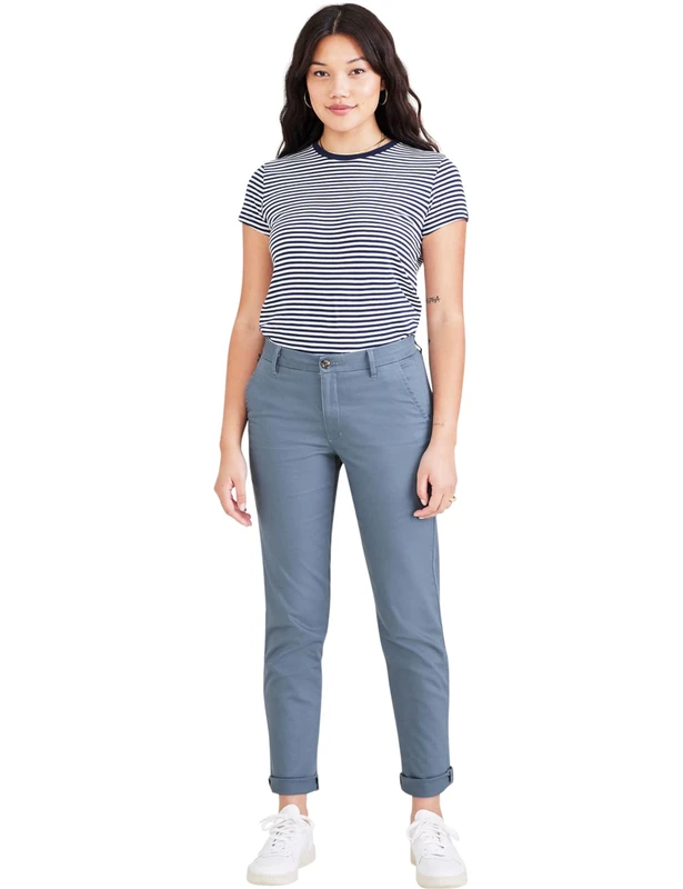 DOCKERS Women's Weekend Chino Slim Pants, BLUE FUSION, 26W Extra Long
