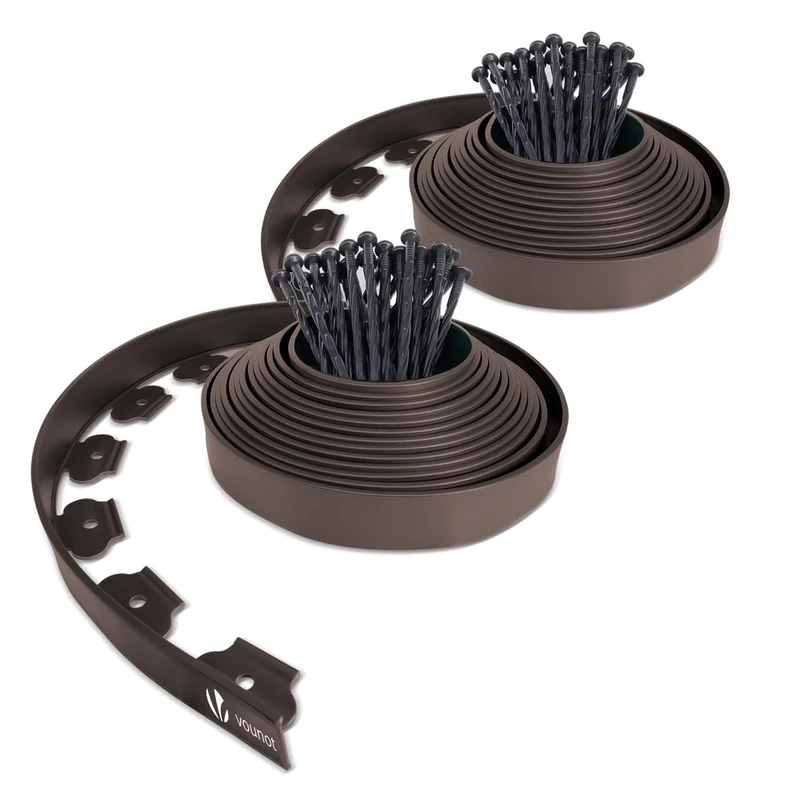 VOUNOT Lawn Edging 20m with 60 Pegs - Flexible Garden Border