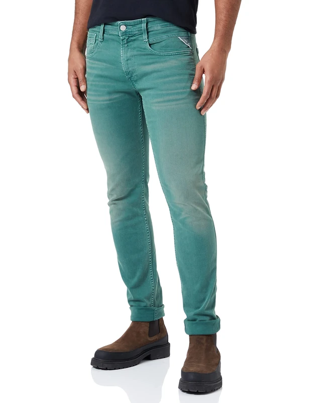 REPLAY Men's Anbass Jeans, 539 Pine Green, 27W x 32L