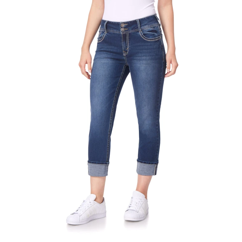 WallFlower Women's Juniors Instastretch Mid-Rise Curvy Skinny Stretch Denim Crop Jeans (Standard and Plus), Magic, 11