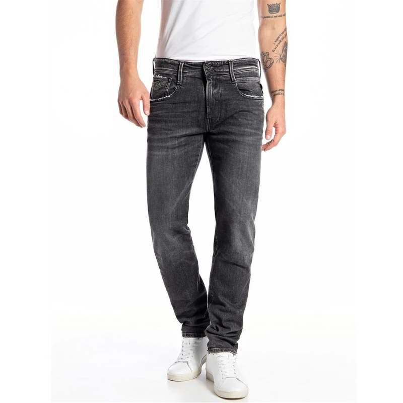 REPLAY Men's Anbass Aged Jeans, 097 Dark Grey, 38 W/32 L
