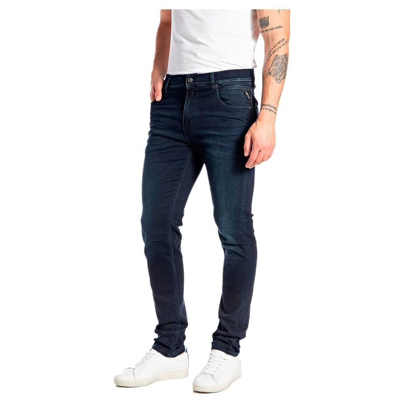 REPLAY Men's Mickey Jeans, 007 Dark Blue, 32 W/34 L